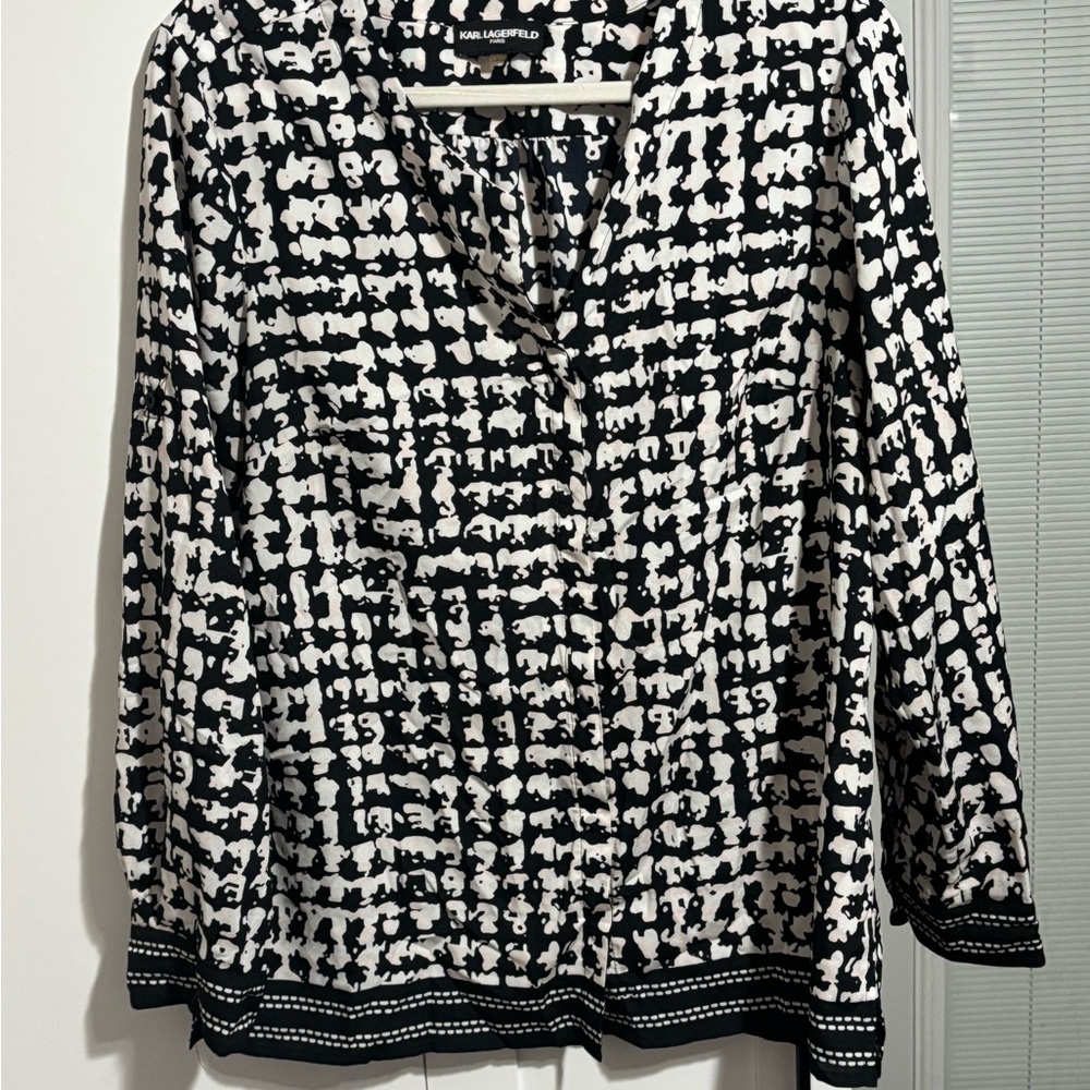 Karl Lagerfeld Monochrome Abstract Blouse